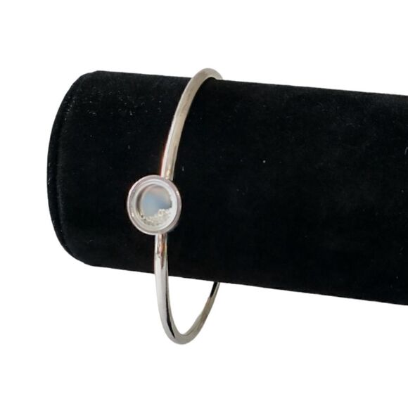 Crystal Floating Charms Locket Bracelet Bangle Silver Tone Modernist Academia. - Picture 12 of 16